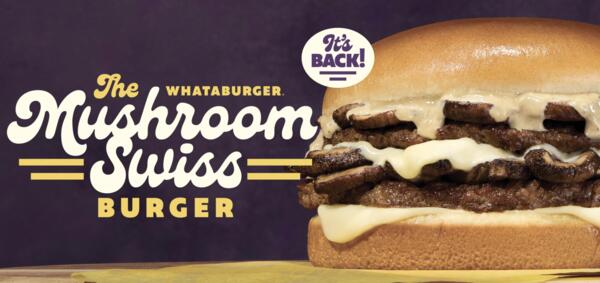 Get a FREE Whataburger Mushroom Swiss Burger – Just Buy Fries & Drink